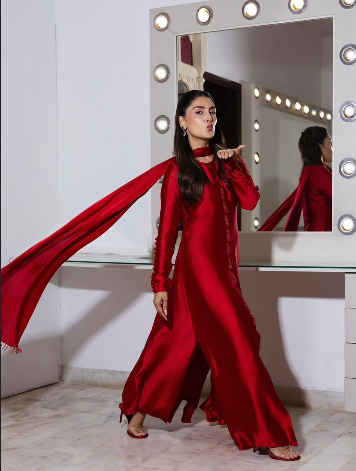 Glossy Red Touch Dress