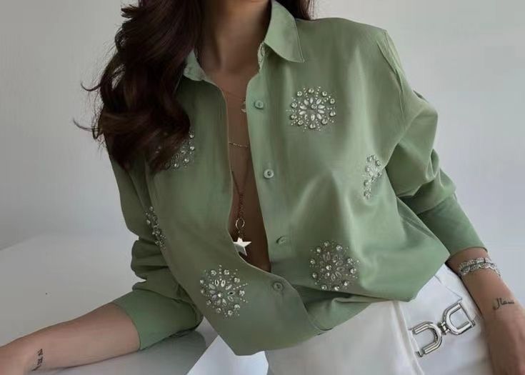 Embellished Button-Down Shirt
