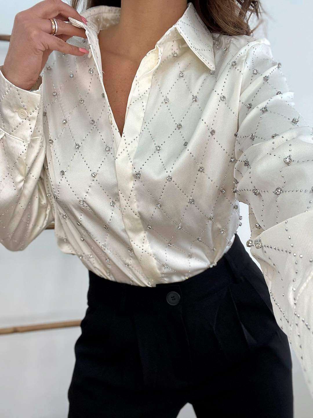 Crystal Embellished Stain Shirt
