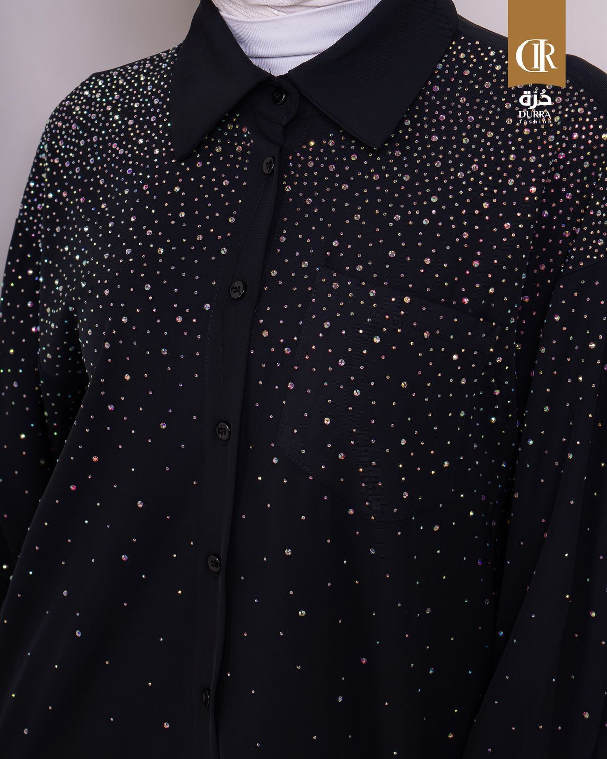 Sparkling Black Button-Down Shirt