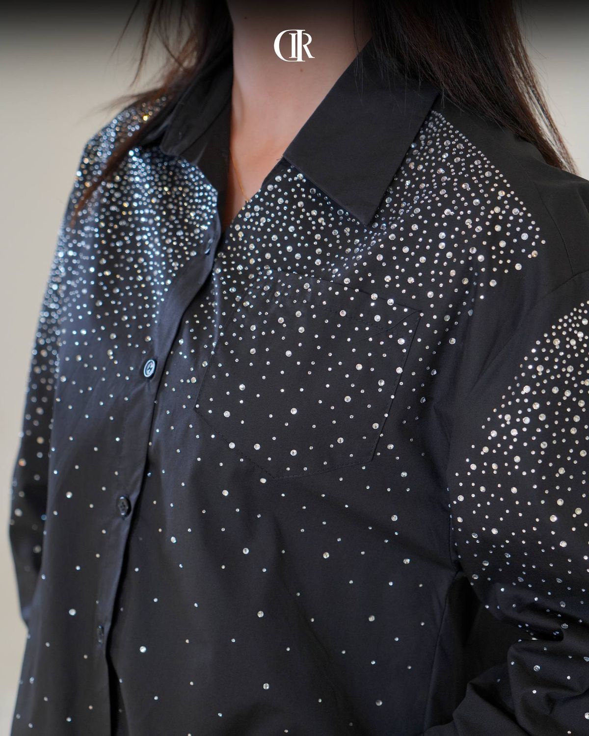 Sparkling Black Button-Down Shirt