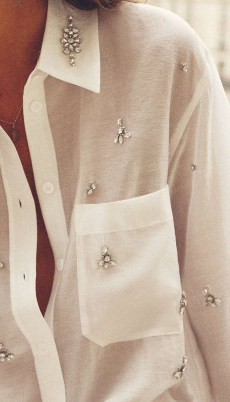 Embellished Peach Sheer Shirt