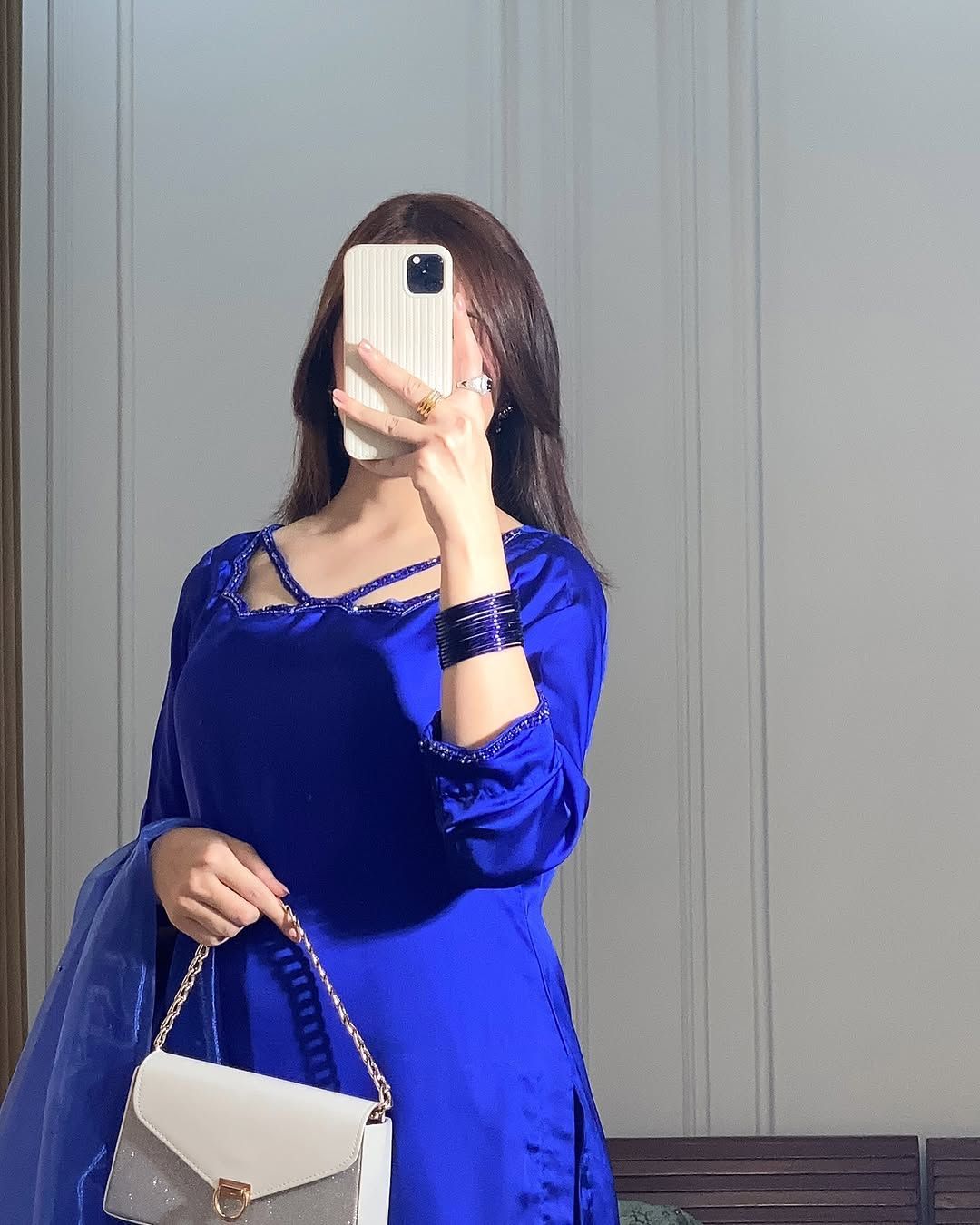 Royal Blue Satin Embellished 3-Piece Suit
