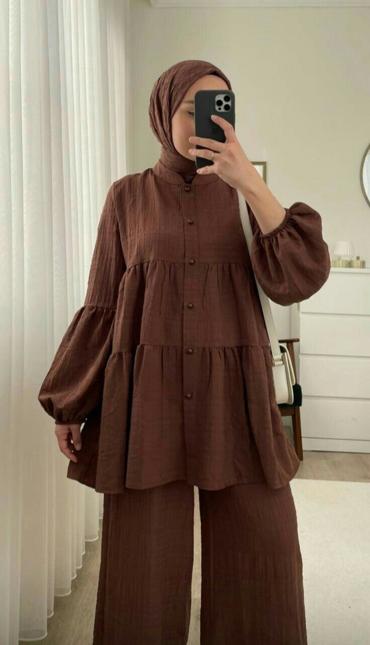 Tiered Brown Textured Co-ord Set