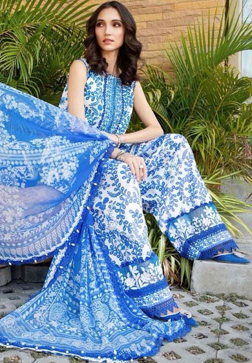 "Sapphire Serenity" Lawn 3pc Suit