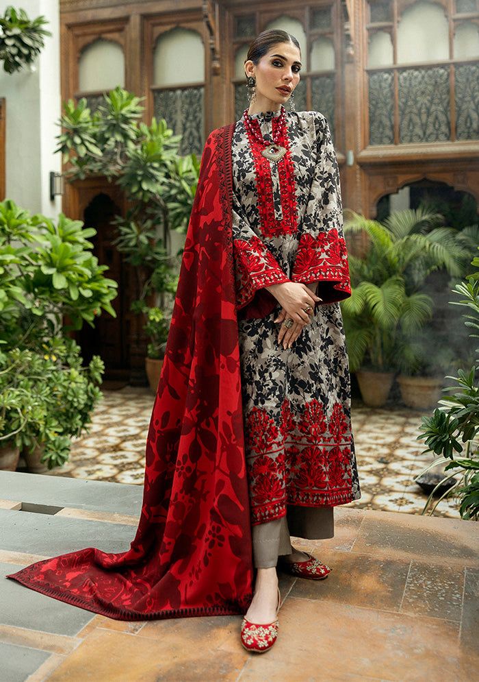 Crimson Elegance 3pc Lawn Suit
