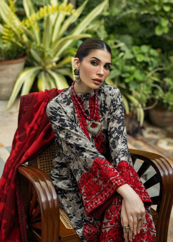 Crimson Elegance 3pc Lawn Suit