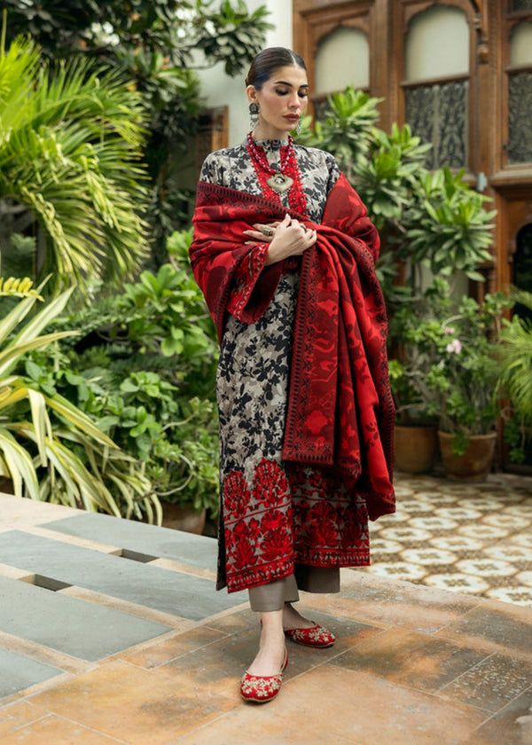 Crimson Elegance 3pc Lawn Suit