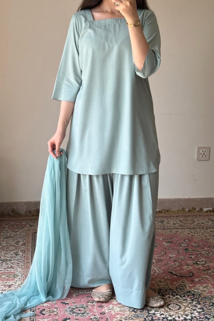 Mint Cotton Kurta Set