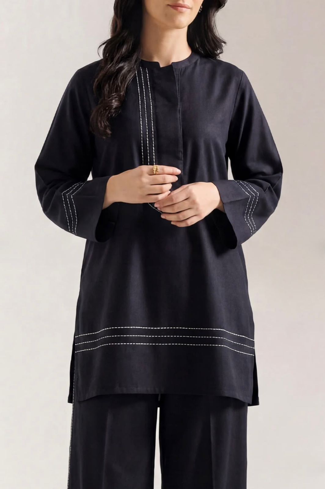Black Minimal Stitch Co-Ord Set