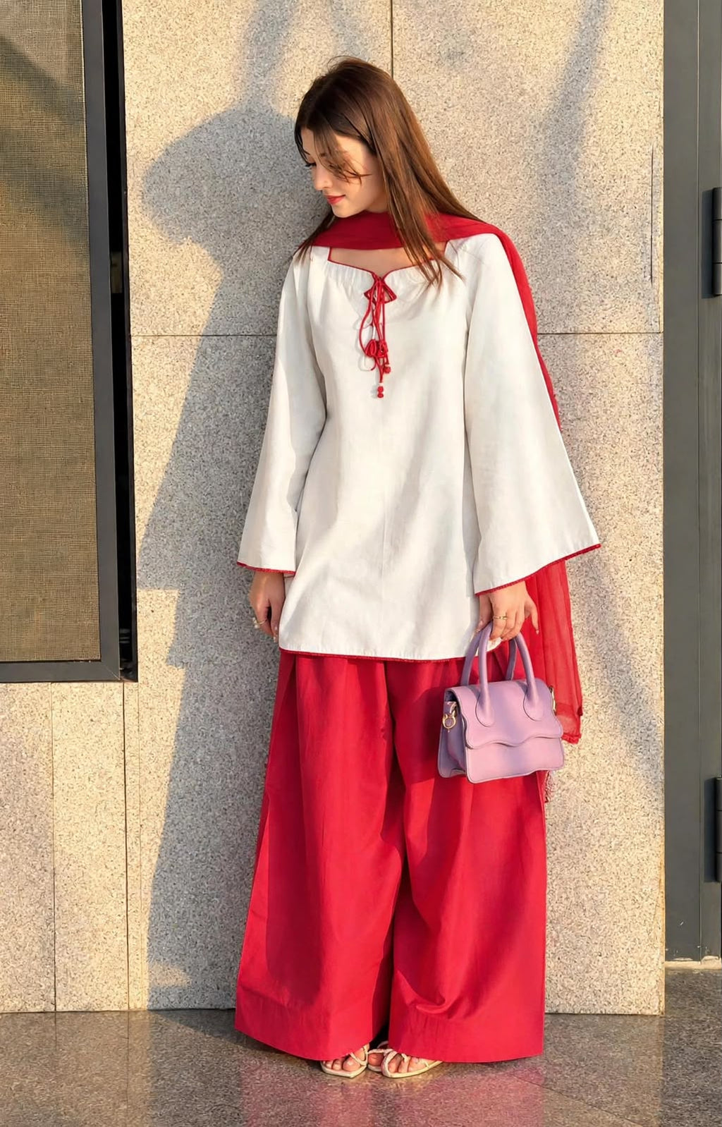 Color Block Farshi Palazzo Suit