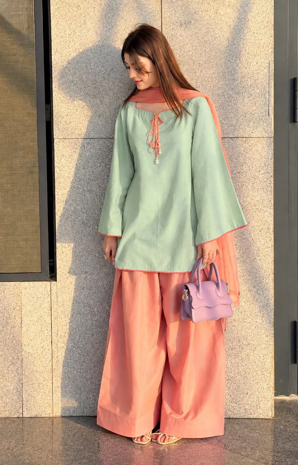 Color Block Farshi Palazzo Suit