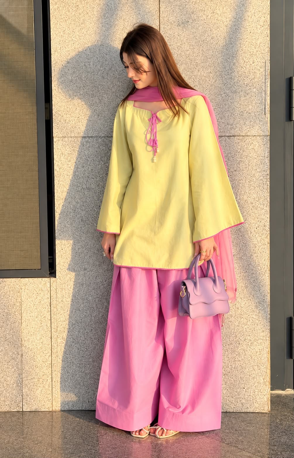 Color Block Farshi Palazzo Suit