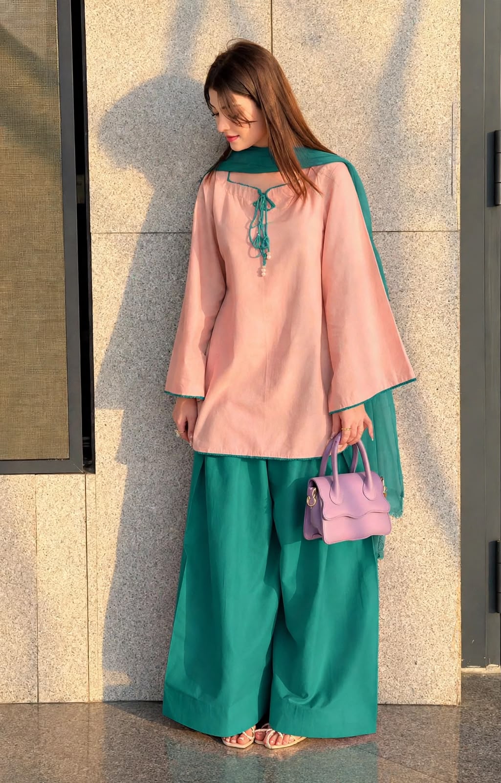 Color Block Farshi Palazzo Suit