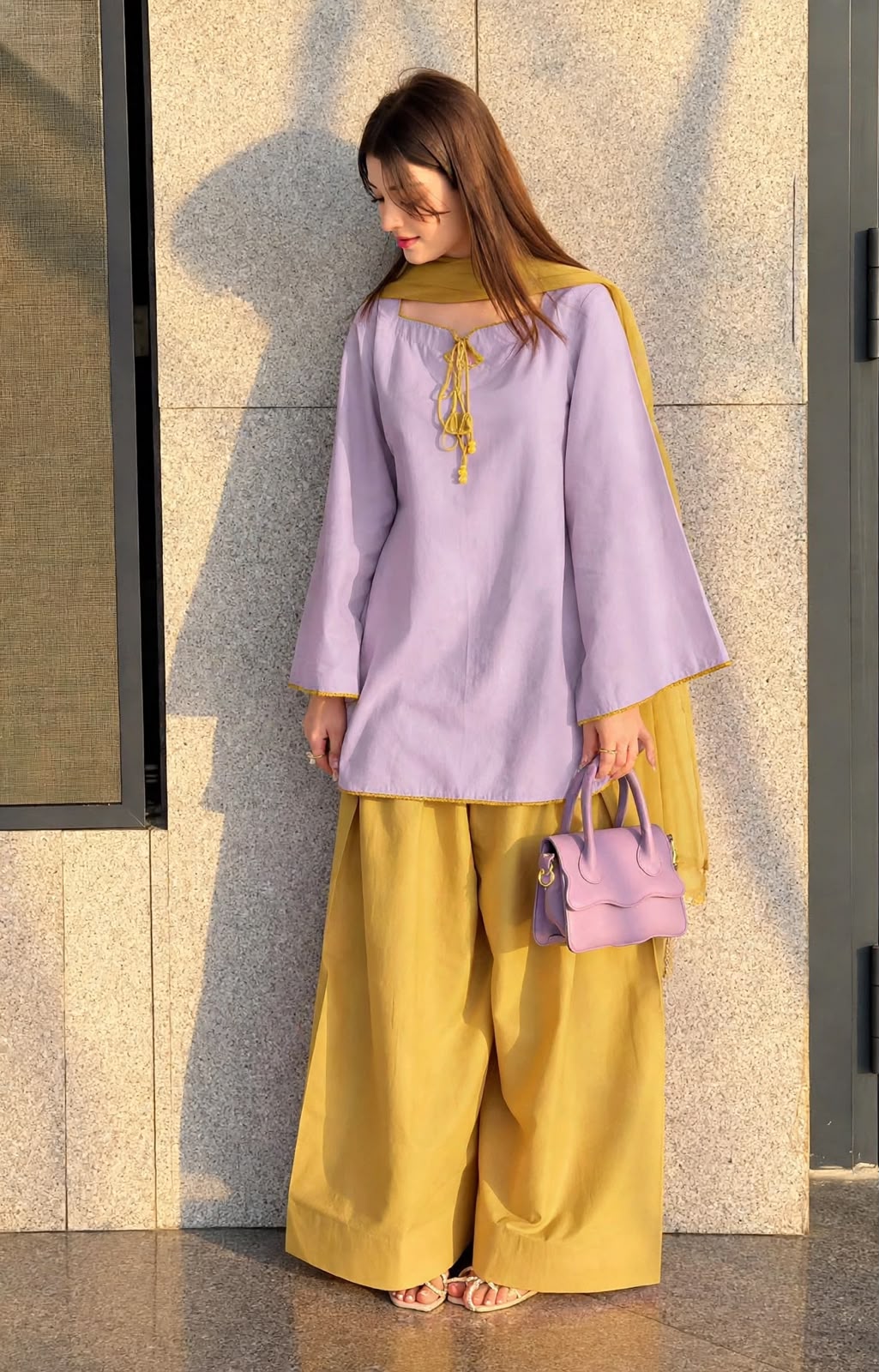 Color Block Farshi Palazzo Suit