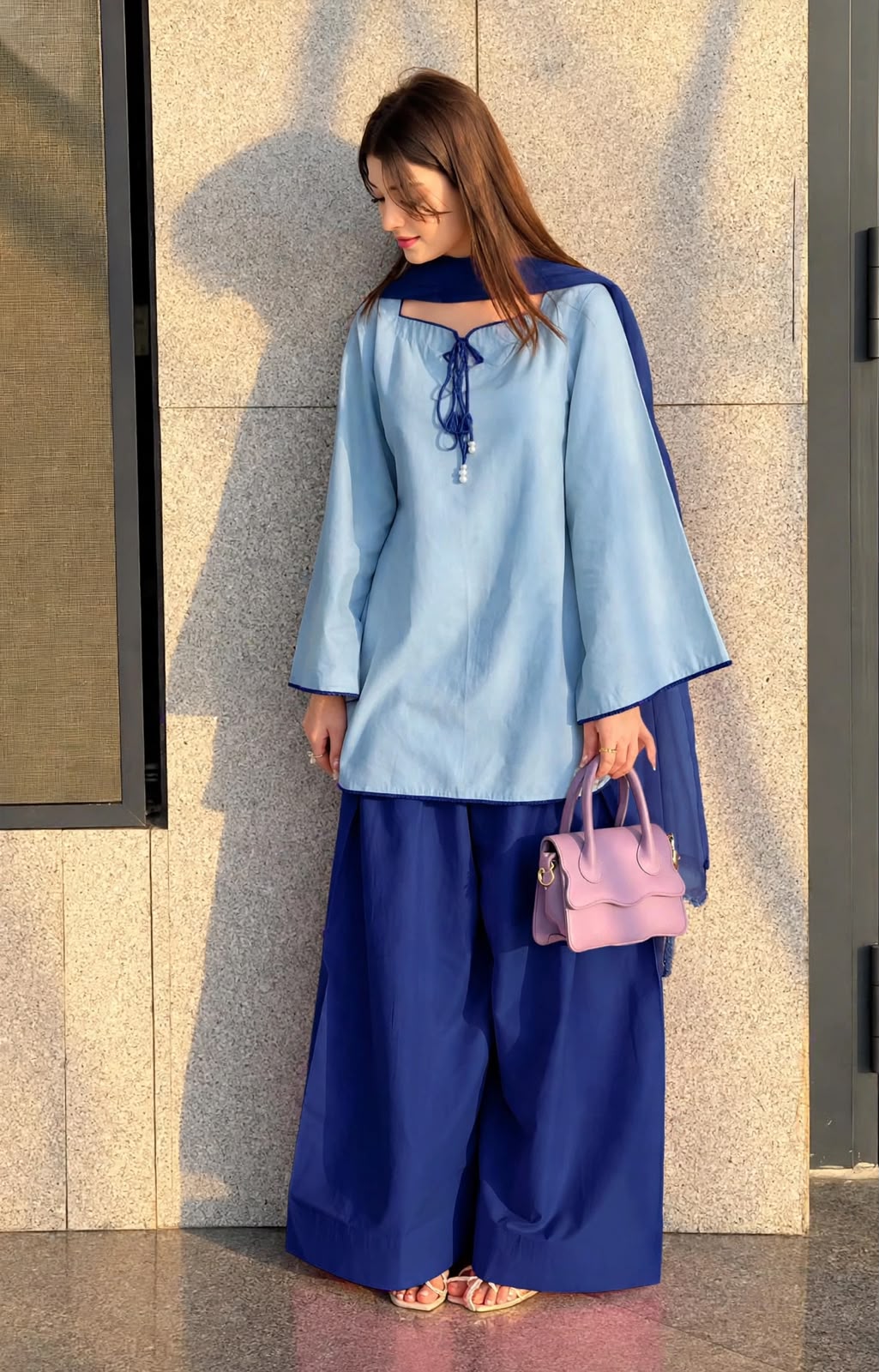 Color Block Farshi Palazzo Suit