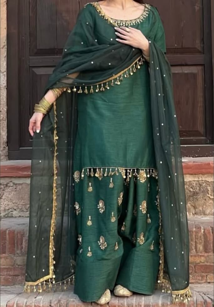 Raw Silk Farshi Suit with Dupatta