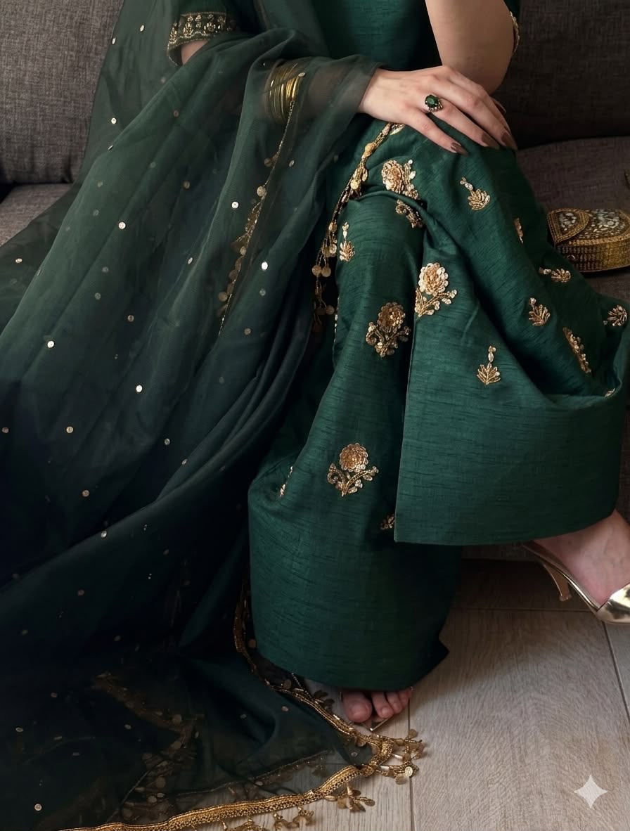 Raw Silk Farshi Suit with Dupatta