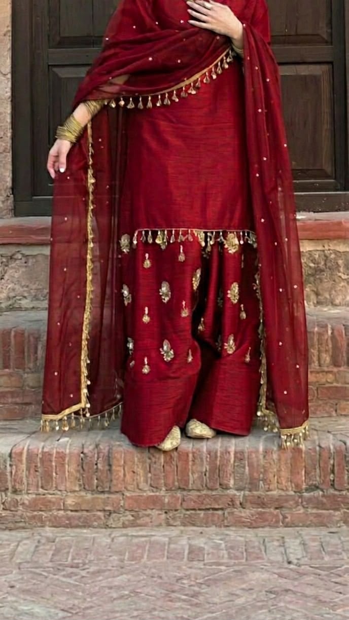 Raw Silk Farshi Suit with Dupatta