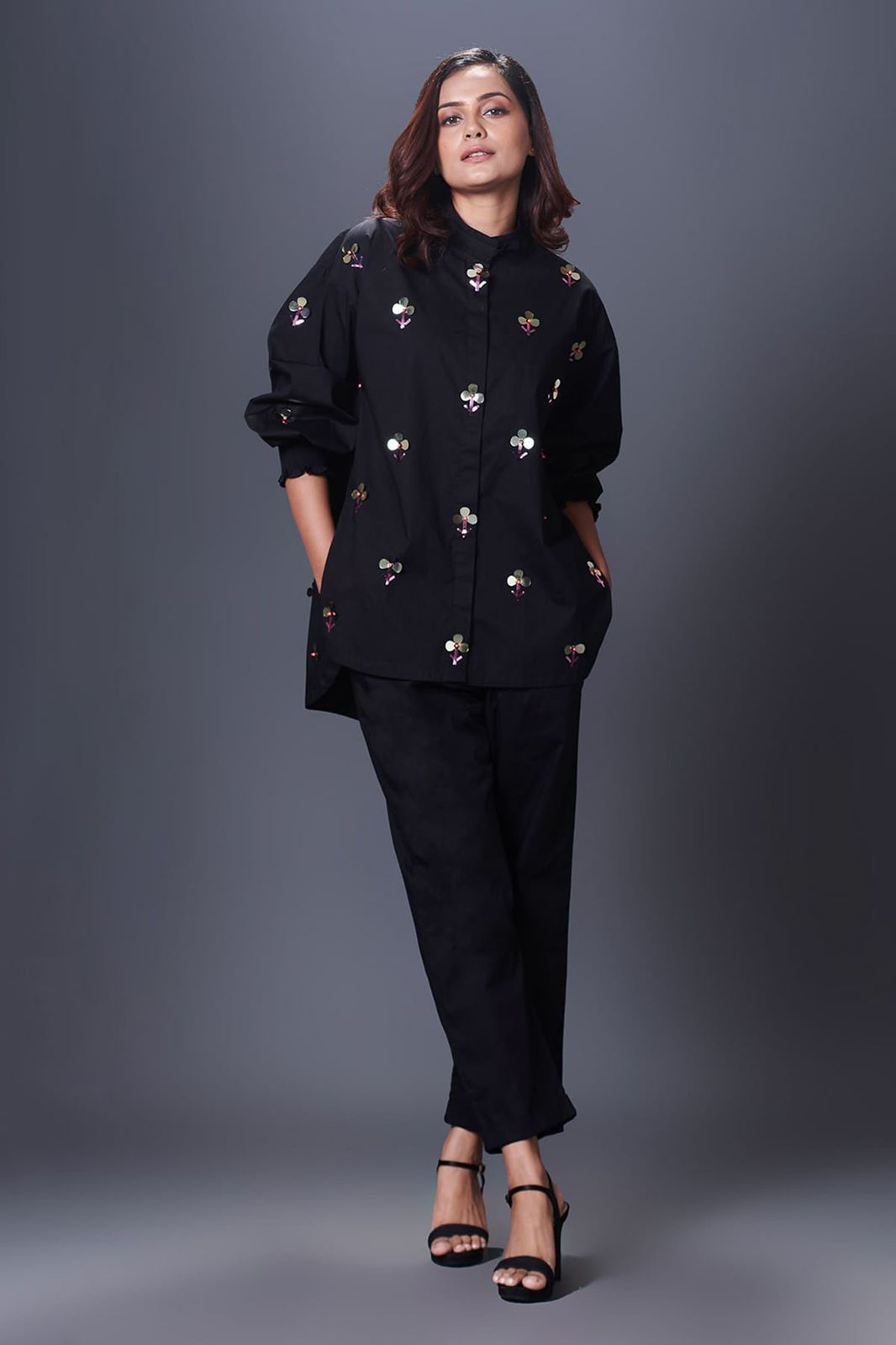 Black Hand Embroidered 2pc