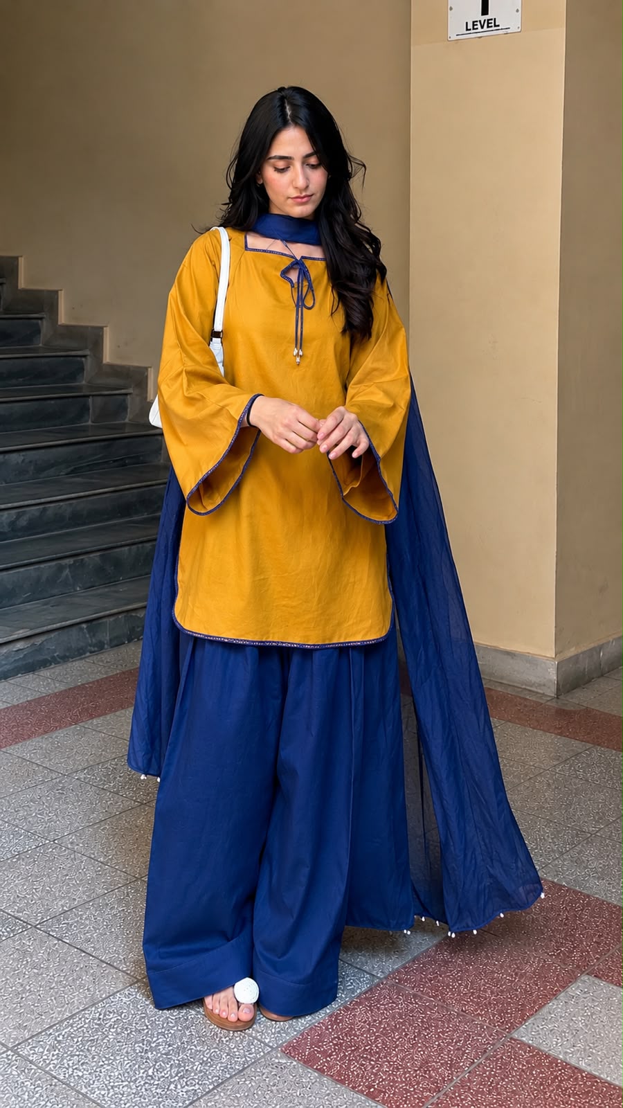 Colorblock Kurta Palazzo Set
