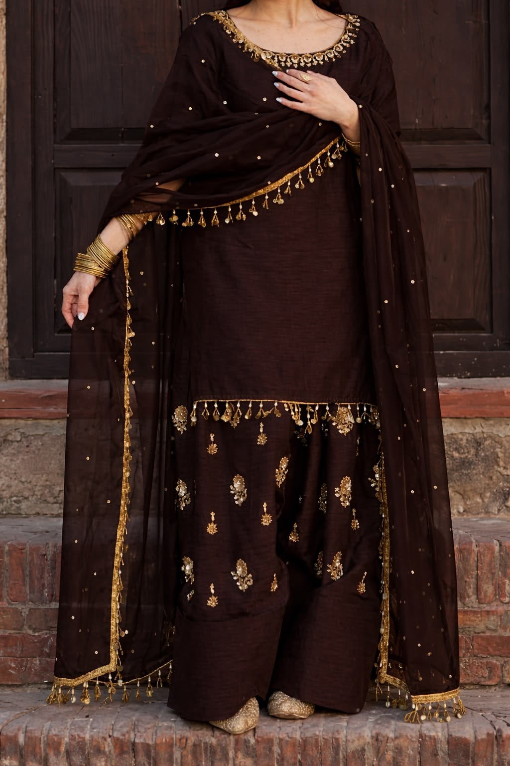 Raw Silk Farshi Suit with Dupatta