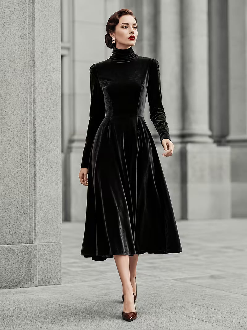 Velvet turtle neck dress