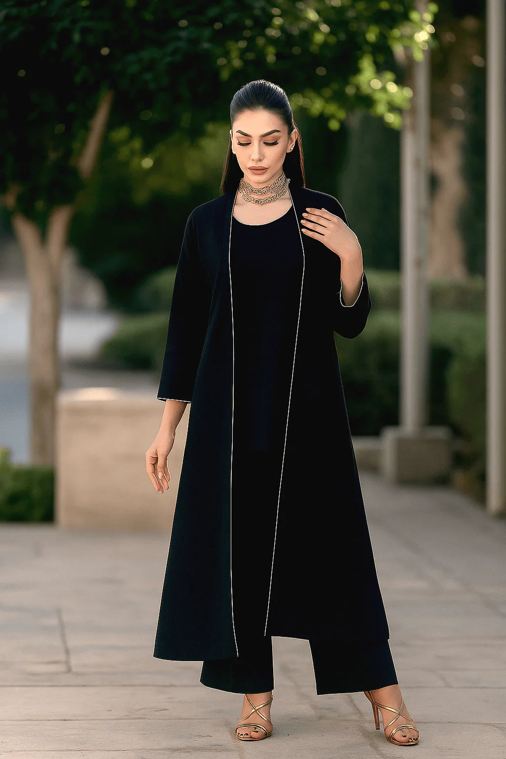 Black Cambric Layered Dress