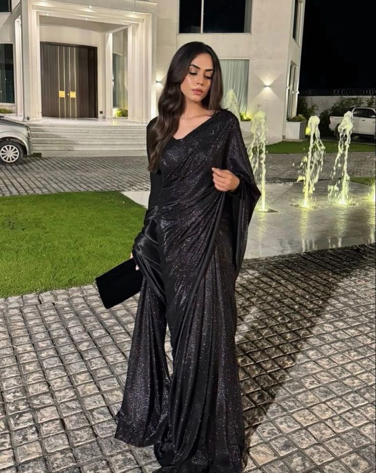 Sprakling Black Saree