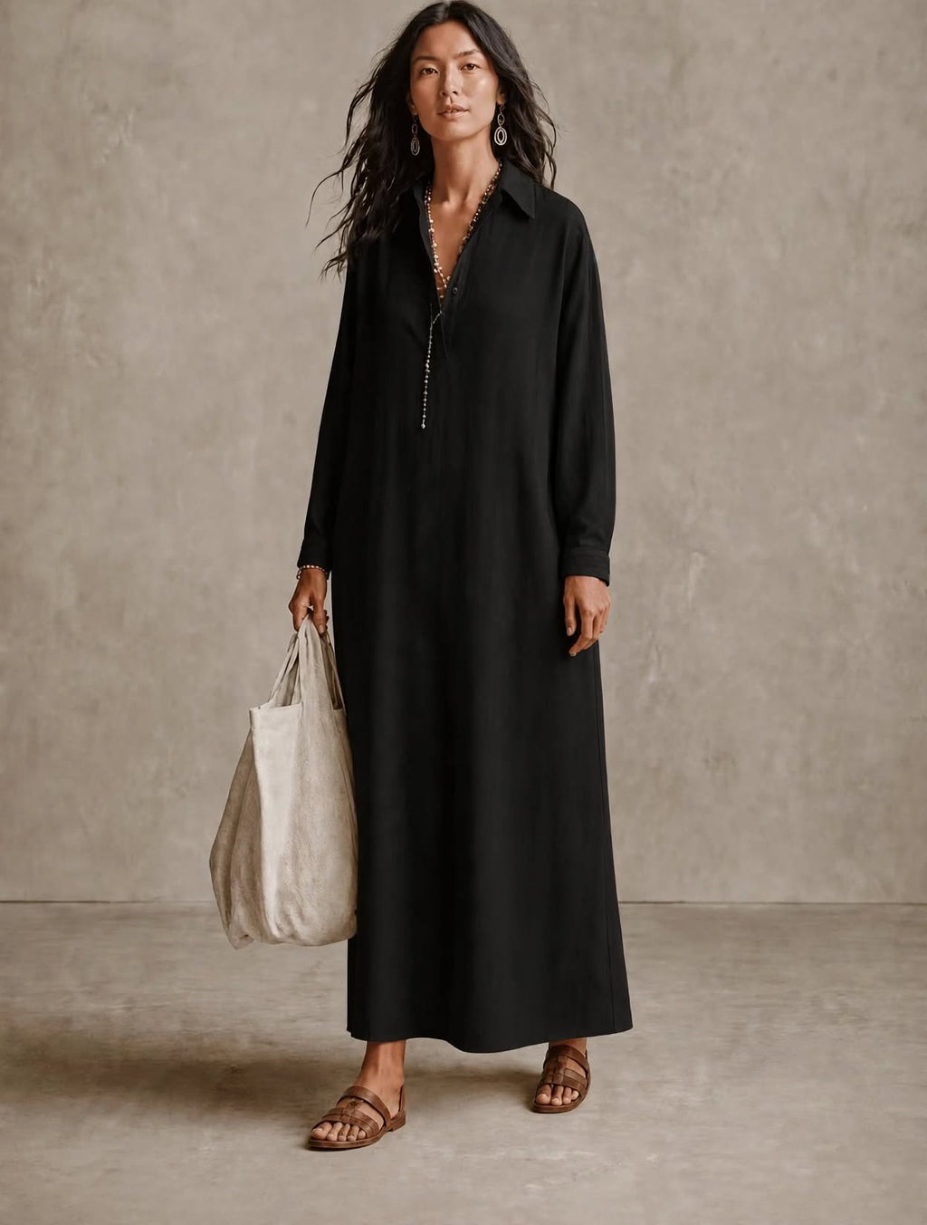 Black Loose Shirt Dress