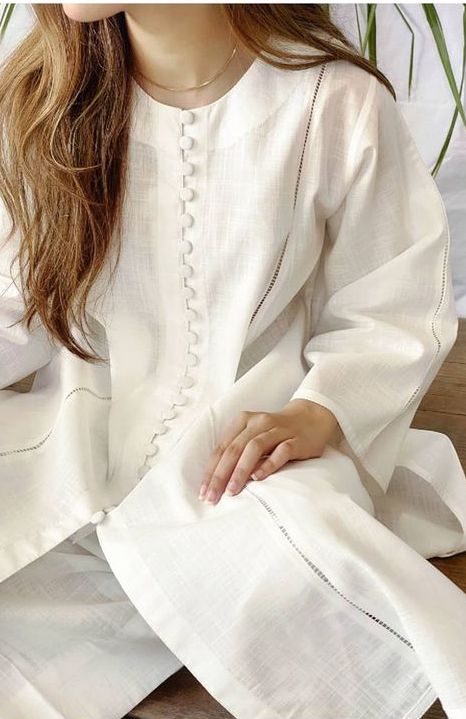 Classic White Loop-Button Kurta Set