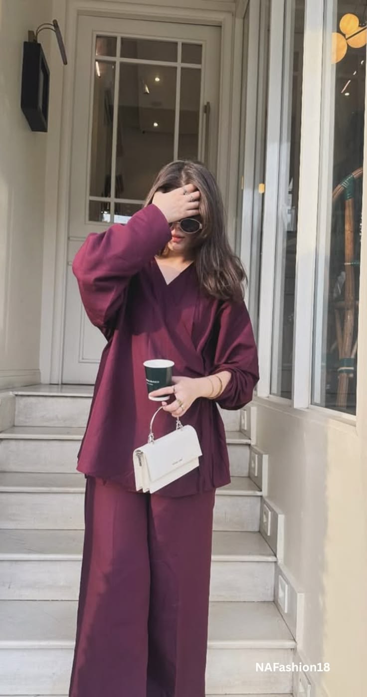 Burgundy Wrap-Tie Co-ord Set