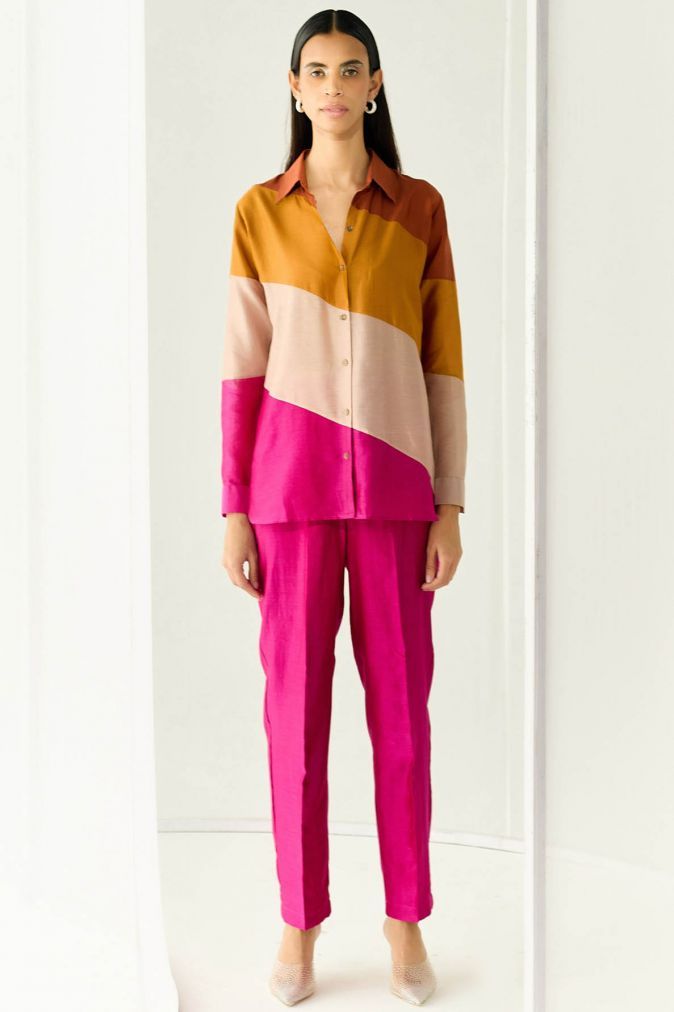 Sunset Stripe Colorblock Co-ord Set – 2 Piece