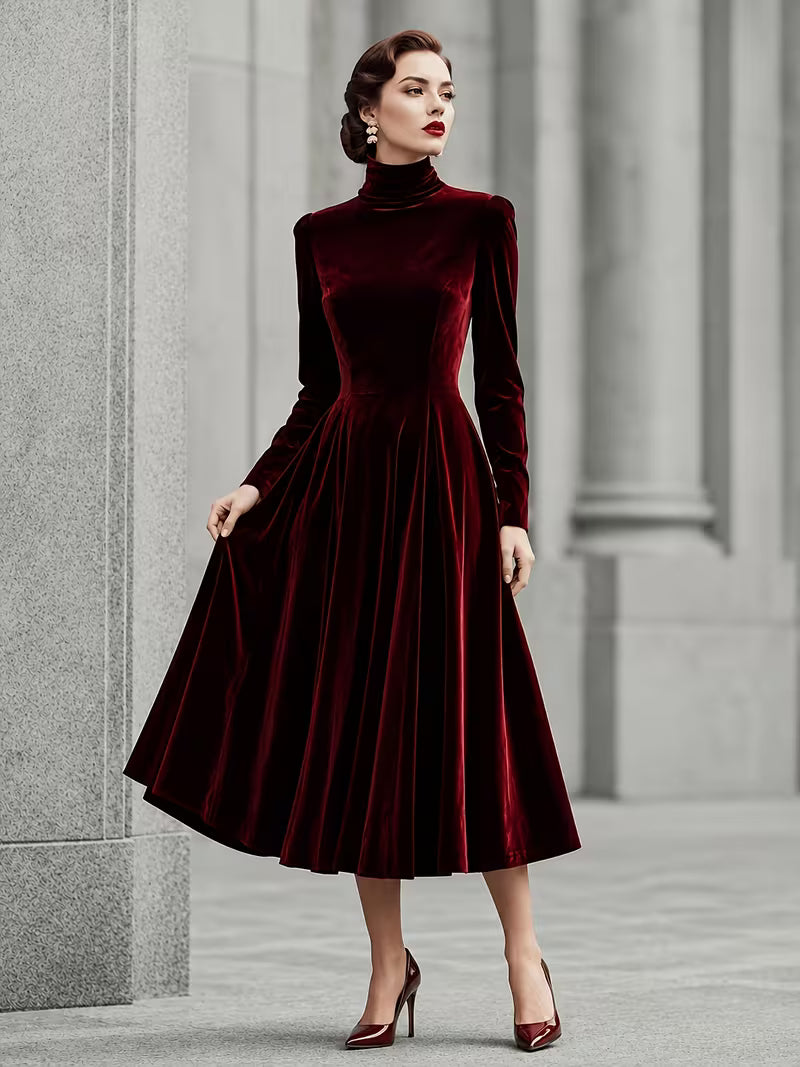 Velvet turtle neck dress