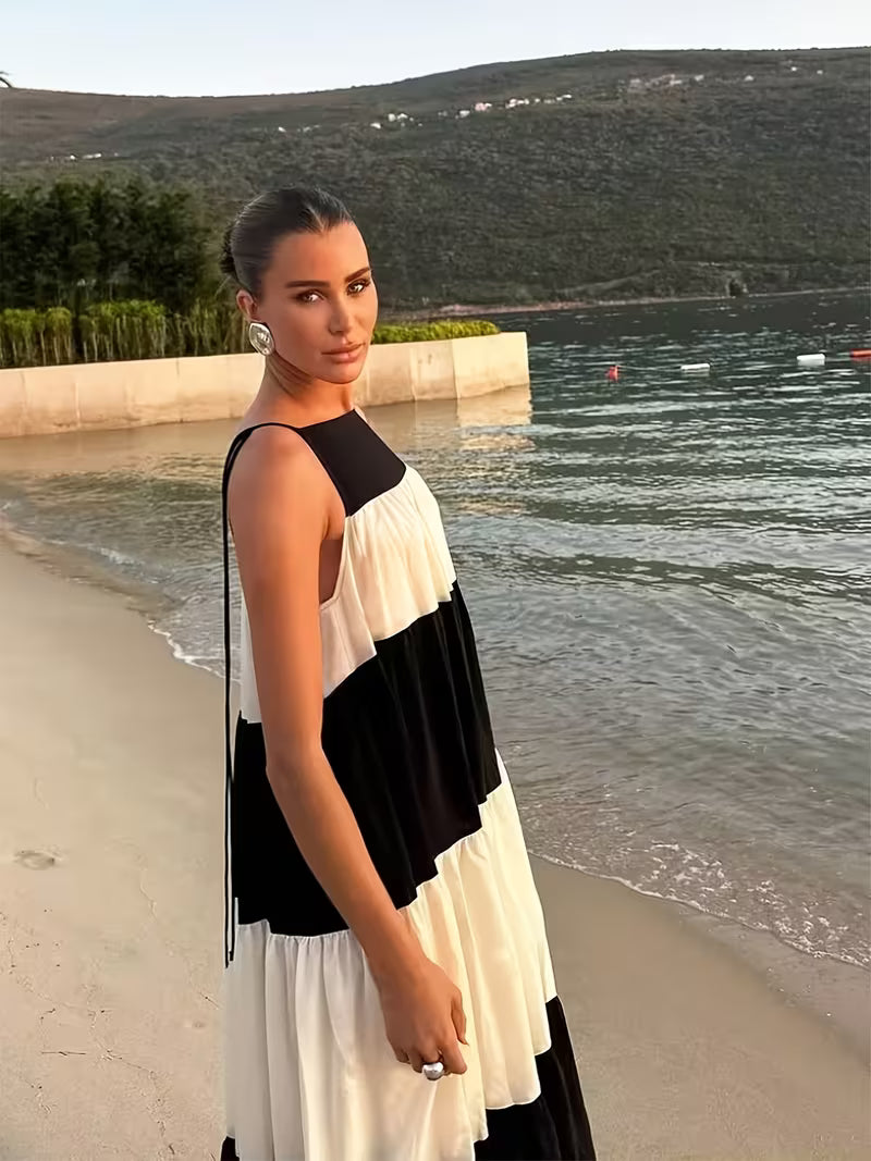 Elara Jet Black Oversized Linen Shirt Dress