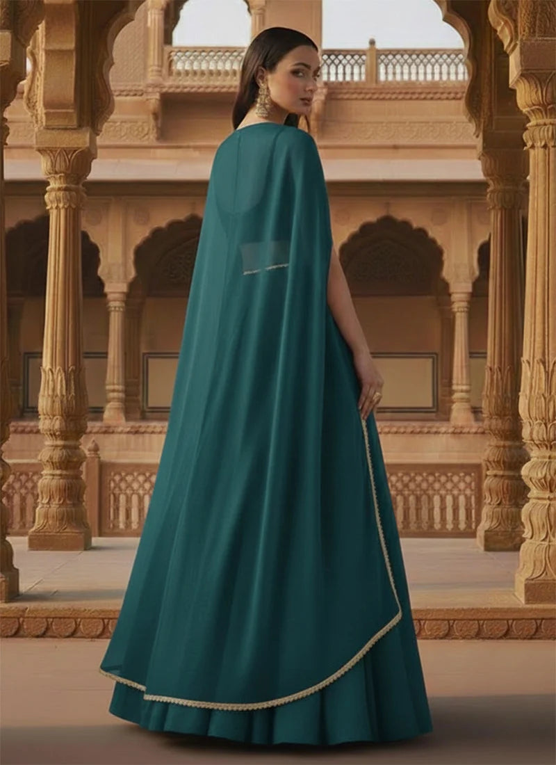 Blue Georgette Skirt Set