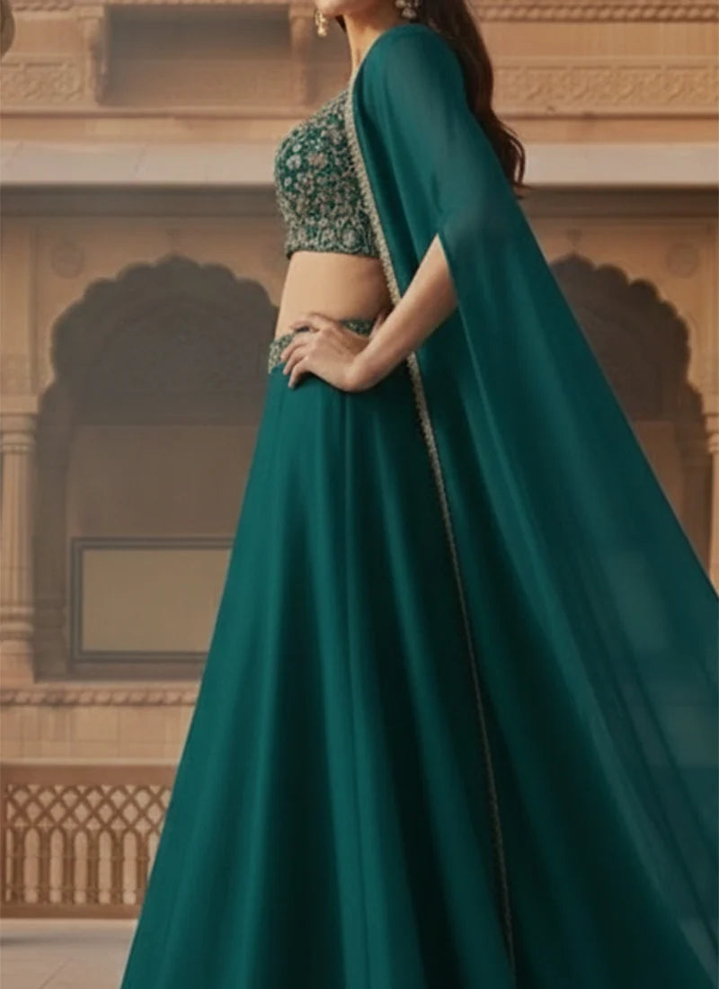 Blue Georgette Skirt Set