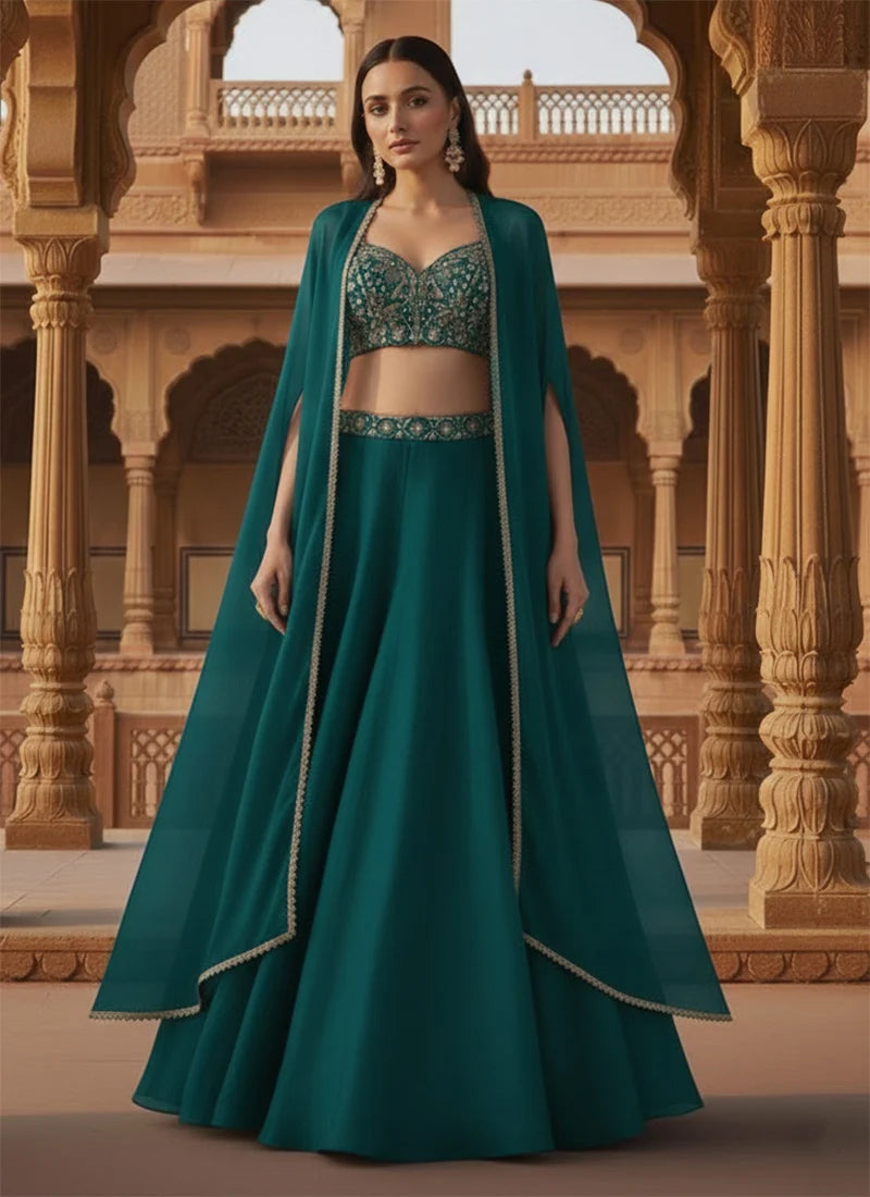 Blue Georgette Skirt Set