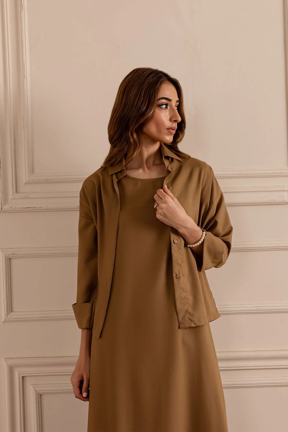 Pastel Brown Layered Dress