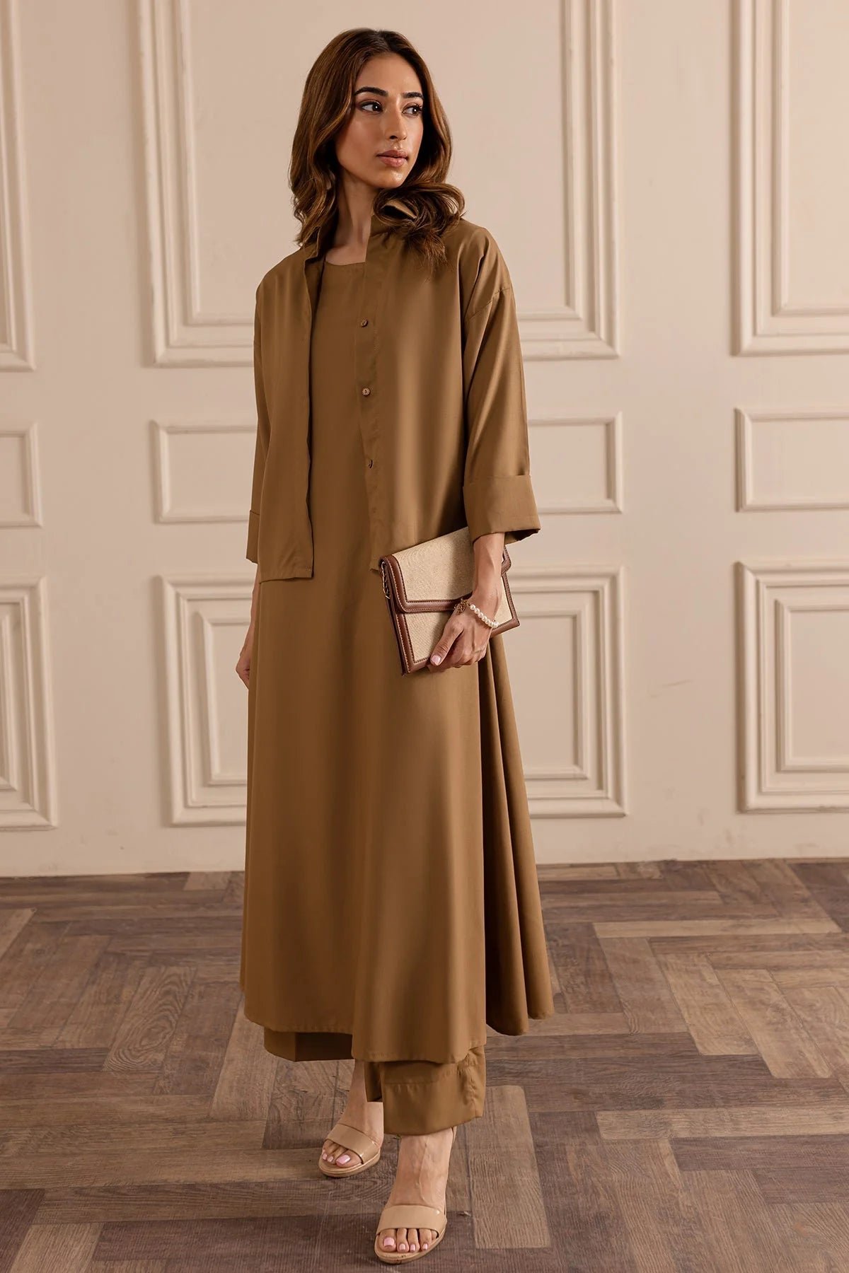 Pastel Brown Layered Dress