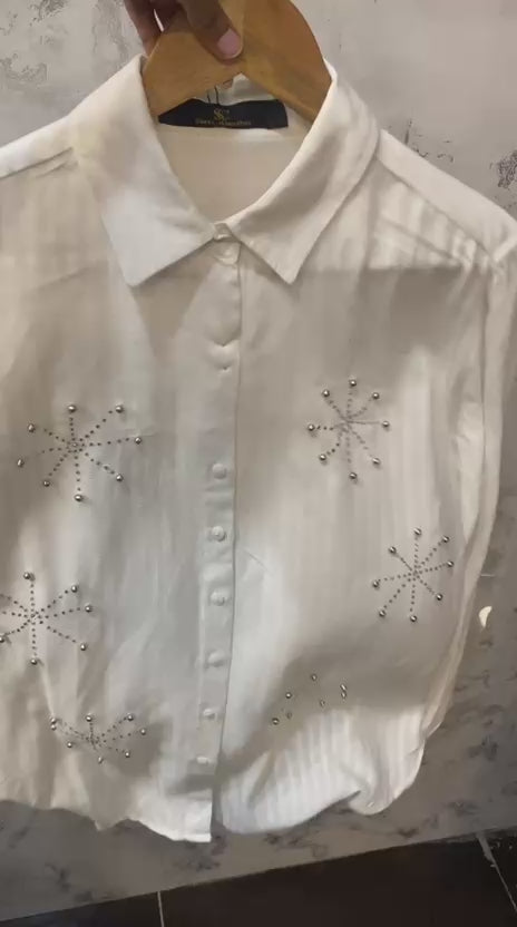 Embellished Button-Down Shirt