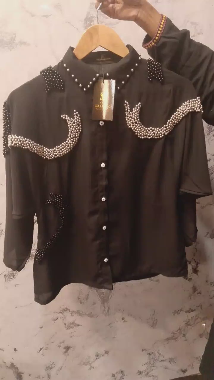 Midnight Glam Embellished Cord Set