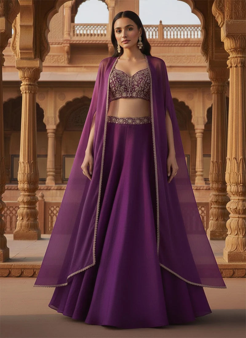 Blue Georgette Skirt Set